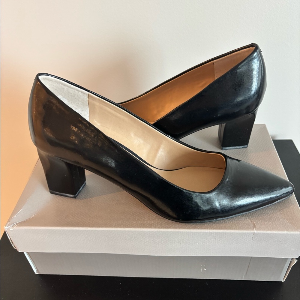 Franco Sarto Elvia Black Block Heel Pumps